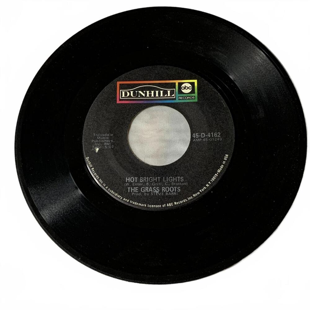 The Grass‎ Roots - Hot Bright Lights / Della Linda 45 RPM Vinyl Record